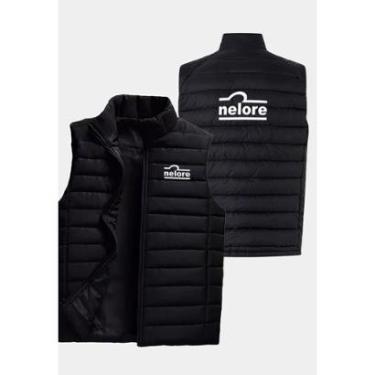 Imagem de Colete Puffer Bordado Nelore com Bolsos e Capuz Removível Masculino-Masculino