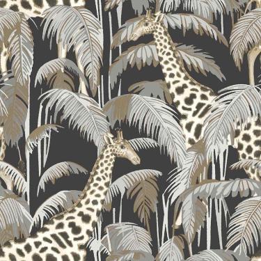 Imagem de Papel De Parede Botany House Girafa Preto 15529