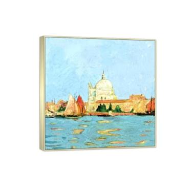 Imagem de MUHJDYC Pôster de pintura famosa de arte de parede Jane Peterson em tela para decoração de sala de estar (Dia ensolarado Veneza) 60 x 60 cm - 23 x 23 pol