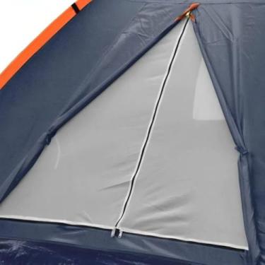 Imagem de Barraca de Camping Iglu 3 Pessoas, Tela de Mosqueteiros 1 janela, tamanho 2,05 m x 1,60 m x 1,15 m (C x L x A) Sistema NANO-FLEX, Fácil de Montar Azul e Laranja