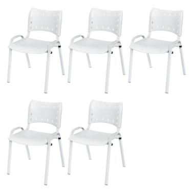 Imagem de Kit 5 Cadeira Iso Base Branco Igreja, Escola, Escritorio Branco