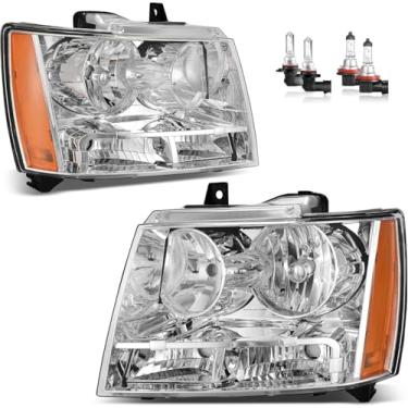 Imagem de Vizotae Faróis com lâmpadas para Chevy Tahoe Suburban 2007-2014 1500/2007-2013 Avalanche Suburban 2500 substituição do lado do motorista e do passageiro