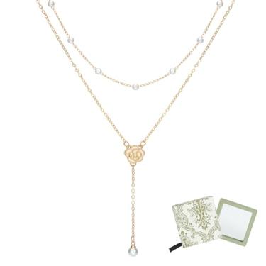 Imagem de Colar de pérolas para mulheres, moderno, banhado a ouro 14K, margarida, conjunto de joias, gargantilha, aniversário, dia das mães, presentes de Natal para mulheres com caixa, Pérola