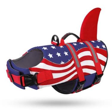 Imagem de Colete salva-vidas para cães Queenmore Shark para natação, tamanho XL,