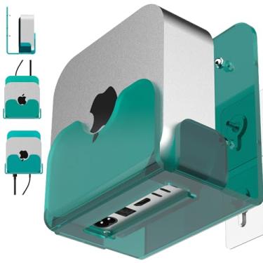 Imagem de Alloery Suporte de parede acrílico para Mac mini M4/M4 Pro, suporte de parede acessório de mesa (verde transparente)