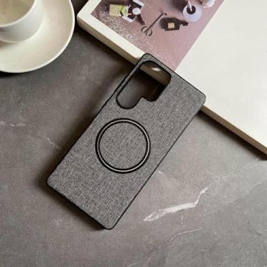 Imagem de YOGISU Capa magnética de couro TPU com estampa retrô para Samsung A56 (para Samsung A56/cinza claro)