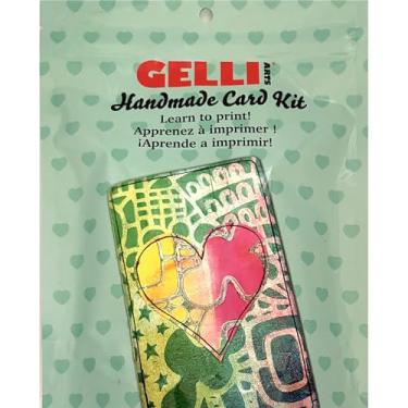 Imagem de Gelli Arts Conjunto de impressão em gel faça você mesmo – inclui placa de gel de 12 x 12 cm e suprimentos para cartões feitos à mão – atividade artesanal divertida para crianças ou adultos