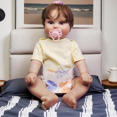 Imagem de WKMRH Bebê reborn Menina,Abra olhos Boneca Reborn Macio Corpo Vinil Corpo Inteiro Silicone acessórios Lavável