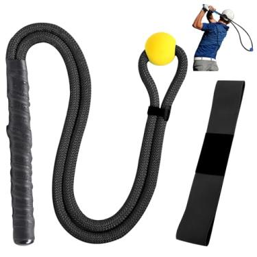 Imagem de BangBoom Treinador multiuso de corda de golfe preto, equipamento de prática de velocidade de banda de balanço de golfe para homens e mulheres, auxílio de treinamento para corrigir a flexibilidade e