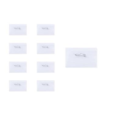 Imagem de WEAXIO 50 porta-crachás de nome – Etiqueta de nome de plástico transparente estilo pino com 50 inserções de substituição em branco | Tamanho padrão para cartões de visita e cartões de identificação, 9