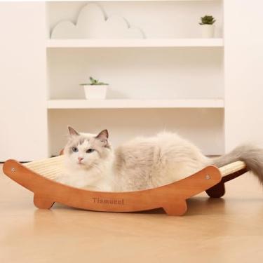 Imagem de Tismucel Cama arranhadora de sisal para gatos, rede de madeira de faia, brinquedo interno para arranhões, poste durável para arranhar gatos, protetor de móveis para gatos com garra e brincadeira