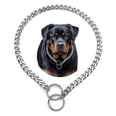 Imagem de Coleira gargantilha de metal para treinamento de cães grandes, coleira de corrente para cães, coleiras pesadas de martingale para animais de estimação de raças pequenas, médias e grandes, meninos e
