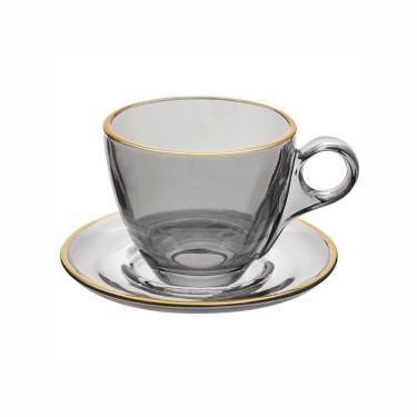 Imagem de Conjunto De Xícaras Para Chá Com Pires Em Cristal Menfis Com 8 Peças 170ml Haüskraft Onix