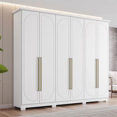 Imagem de Guarda Roupa Casal Americano Prime Ambiente 6 Portas 6 Gavetas com Pés Branco HP - Henn