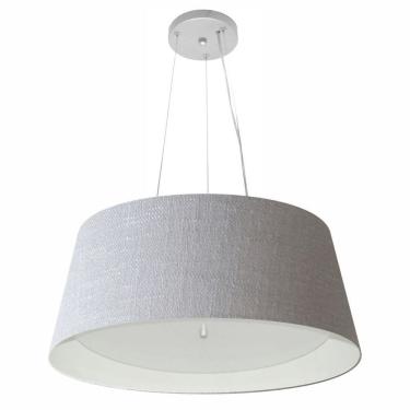 Imagem de Lustre Pendente Cone Md-4015 Cúpula Forrada em Tecido 25/60x50cm Rustico Cinza / Branco - Bivolt