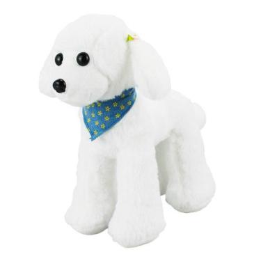 Imagem de Cachorro Branco Poodle Bandana 23cm - Pelúcia - Fofy