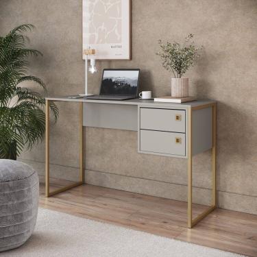 Imagem de Escrivaninha 2 Gavetas com Medidas de 75cm X 120cm Retrô Arena / Champagne
