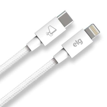 Imagem de Cabo USB Tipo-C para Lightning em Tecido Trançado, 3A, 27W, 2 Metros, TCL20P-BR, ELG, Branco