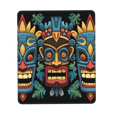 Imagem de Mousepad pequeno tapete de rato com base de borracha antiderrapante padrão de máscara tiki colorido mousepads para homem mulher computador mousepad para mouse sem fio tapete de teclado tapete de mesa