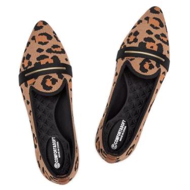 Imagem de Frank Mully Mocassim feminino casual sem cadarço, confortável, de malha, clássico, bico fino, para trabalho, viagens, 6052leopardo B, 38