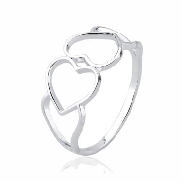 Imagem de Anel Feminino Prata 925 Original Legítima Dois Corações SoftJoias (16)