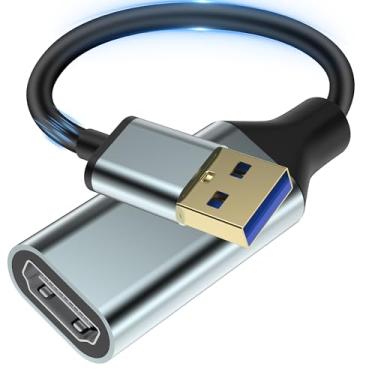 Imagem de Herfair Adaptador USB para HDMI [1080p Full HD, driver embutido] Adaptador HDMI para laptop para monitor USB 3.0 para conversor de tela de TV para MacOS/Windows 11/10/8.1/8/7, computadores, desktops