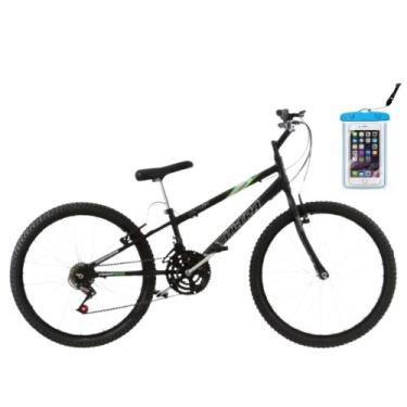 Imagem de Kit Bicicleta Ultra Bikes Aro 24 Preta Fosca 18 Marchas e Capa Imperme
