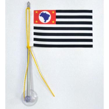 Imagem de Mini Bandeira Estado São Paulo C/ Ventosa Poliéster (5,5cm X 8,5cm) - 