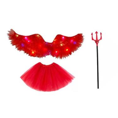 Imagem de Fantasia adulto diabinha led  halloween -  3 peças - MC PRESENTES