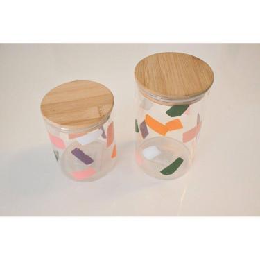 Imagem de Pote De Vidro Com Tampa Hermética De Bambu 300Ml