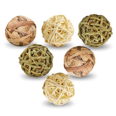 Imagem de SunGrow Bolas de mastigar sortidas de coelho e gato, brinquedo de atividade para dentição para animais de estimação, melhora a saúde bucal, ecológico, alivia o estresse (bola sortida, 6,0, contagem)