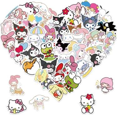 Imagem de Adesivo de desenho animado Sanrio para crianças, adesivo de vinil à prova d'água Hellokitty Kuromi fofo para meninas adolescentes, garrafa de água, skate, notebook, telefone, guitarra, bicicleta