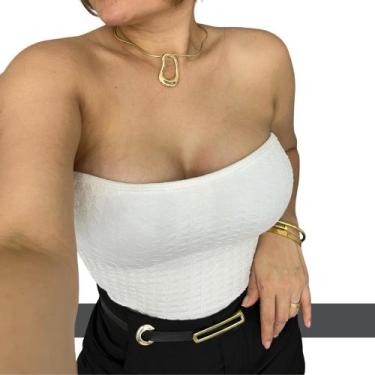 Imagem de Body Feminino sem alça Sem Alça Com Fecho Com Bojo Tecido Grosso 3D Bu