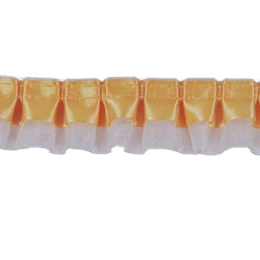 Imagem de Guarnições de tecido com acabamento de babados de cetim, acabamento de 2 camadas de cetim de organza plissada, fita de renda plissada para costura, artesanato, cortina de vestido, decoração de fronha