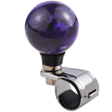 Imagem de Padaodao Botão de volante, puxadores universais de suicídio, impulsionador giratório de roda de carro para a maioria dos cortadores de trator de caminhão, barco, roxo