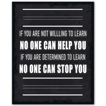 Imagem de ZUKIY Design de metal Learning Mindset - Pôster motivacional 20 x 25 sem moldura - Decoração de parede inspiradora para sala de aula do ensino médio, escritório ou garagem - Design com citação