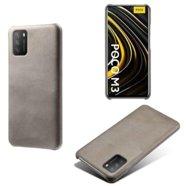 Imagem de Capa para Xiaomi POCO M3,Proteção contra quedas,Casca de volta de cor sólida simples,Design de couro de imitação de plástico-Gray