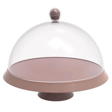 Imagem de Porta Bolo 30cm Com Cúpula E Pé Bubble Crippa Amêndoa Tortas