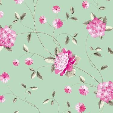 Imagem de Papel de Parede Adesivo Floral Verde e Rosa - 155 - Multimpressão