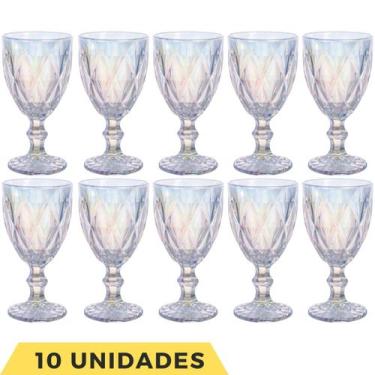 Imagem de 10 Taça Diamante 340ML Furta Cor Eventos Água Suco Rainbow - PRATICASA