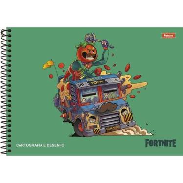 Imagem de Caderno de desenho Foroni fortnite verde espiral 80 folhas