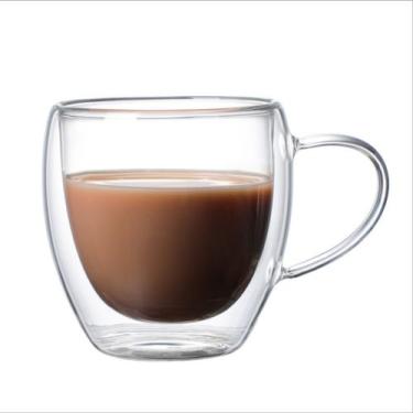 Imagem de Copos De Vidro Borossilicato Duplo 80ml Expresso 6u Com Alça - RALEO