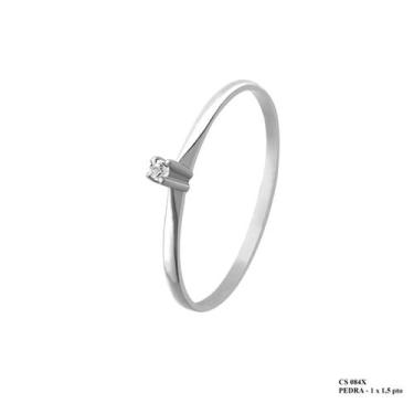 Imagem de Solitário Minimalista Ponto de Luz Branco 1,5mm em Ouro 18k - JoiaUnic