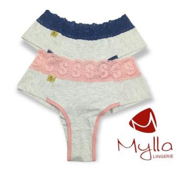 Imagem de Calcinhas 100% algodao com tecido duplo kit com 3 pç - MYLLA LINGERIE 
