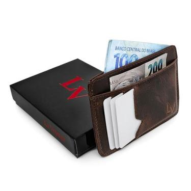 Imagem de Porta Cartões Masculino De Couro Fóssil Slim RG CNH Cédulas - Le Voyag