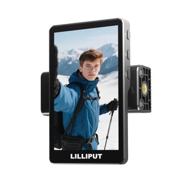 Imagem de LILLIPUT Monitor de selfie Vlog de 10 cm (modelo V4) – tela HDMI/USB-C portátil de 9,97 cm para câmeras, telefones e laptops – resolução 800 × 480, suporte magnético, alimentação dupla, funções de
