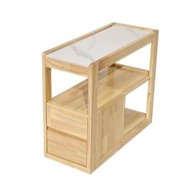 Imagem de Mesa lateral de sofá removível de madeira maciça para sofá armários laterais armário de canto armário de armazenamento aparador estreito mesa lateral de sala de estar armário lateral criativo (70 x 30