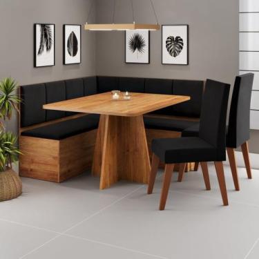 Imagem de Conjunto Canto Alemão com Baú Mesa 120x77,5cm Tampo sem Vidro com 2 Ca