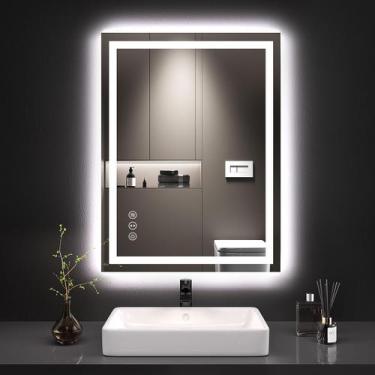 Imagem de Espelho de banheiro LED LOAAO 24x32cm com luzes antiembaçantes reguláv