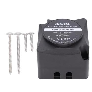 Imagem de Hilitand Relé Sensível a Tensão 140A VSR ISOLADOR DO ISOLADOR DO Bateria DO IP67 Carregador de Bateria Inteligente à Prova D'água Universal para Carro Off Road Vehicle RV ATV UTV Boat (Preto)